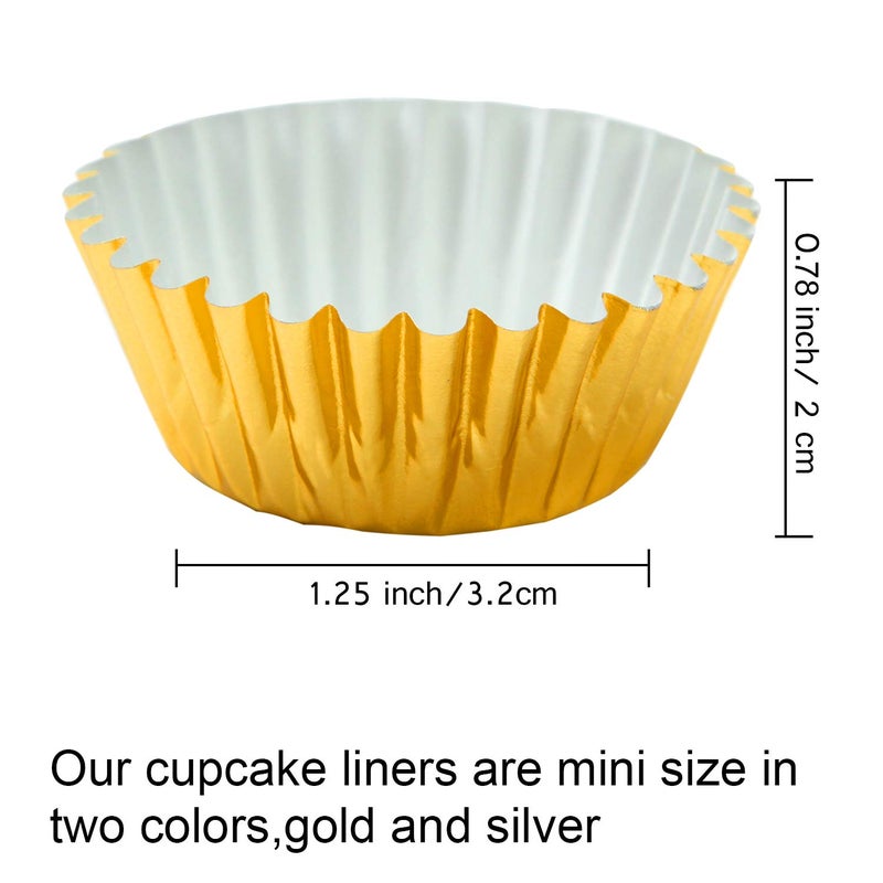 Elcoho 600 Pieces 1.25 Inch Mini Foil Metallic Cupcake Liners Muffin Paper Cases Baking Cups, Gold and Silver - Image 2